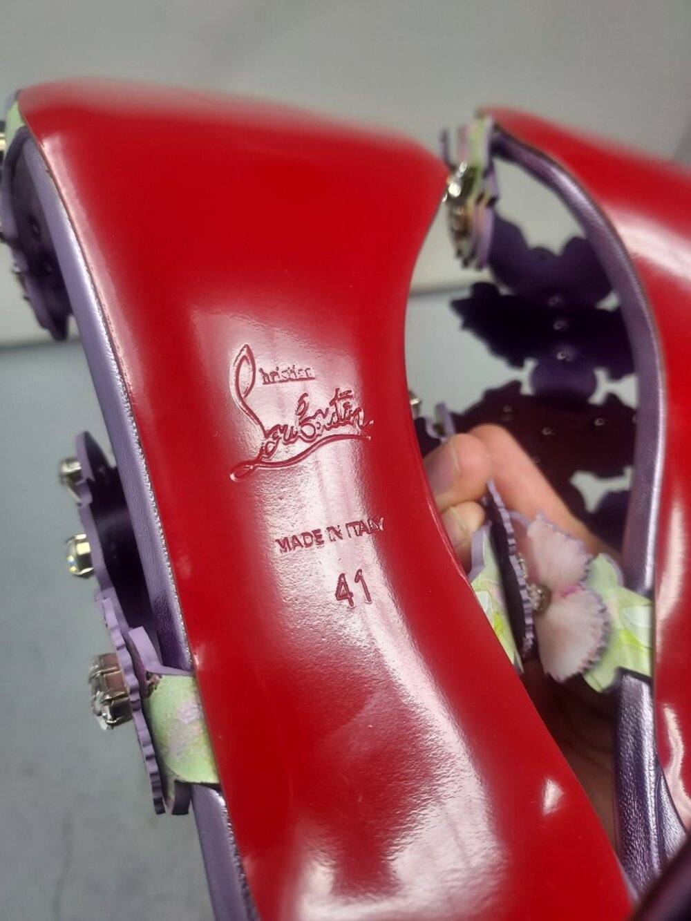 Christian Louboutin Purple Flora Jewel Heel Sandal - Picture 4 of 12
